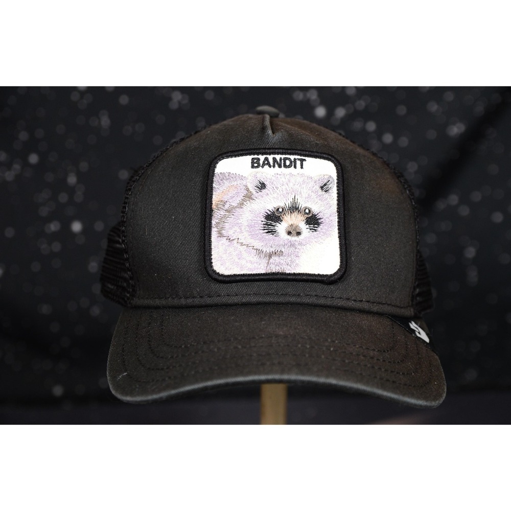 Goorin Bros Bandit Raccoon Trucker Hat Cap Mens One Size Black Mesh Patch